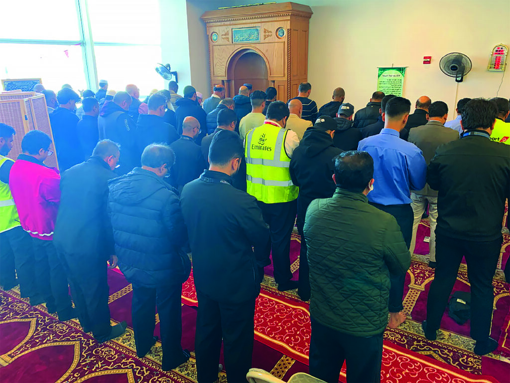 Friday Jummah prayers at JFK International Airport’s Terminal 4